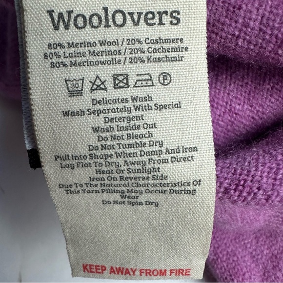 WoolOvers Merino Wool & Cashmere Sweater Women's Size Large Pink V Neck Pullover - Picture 8 of 9